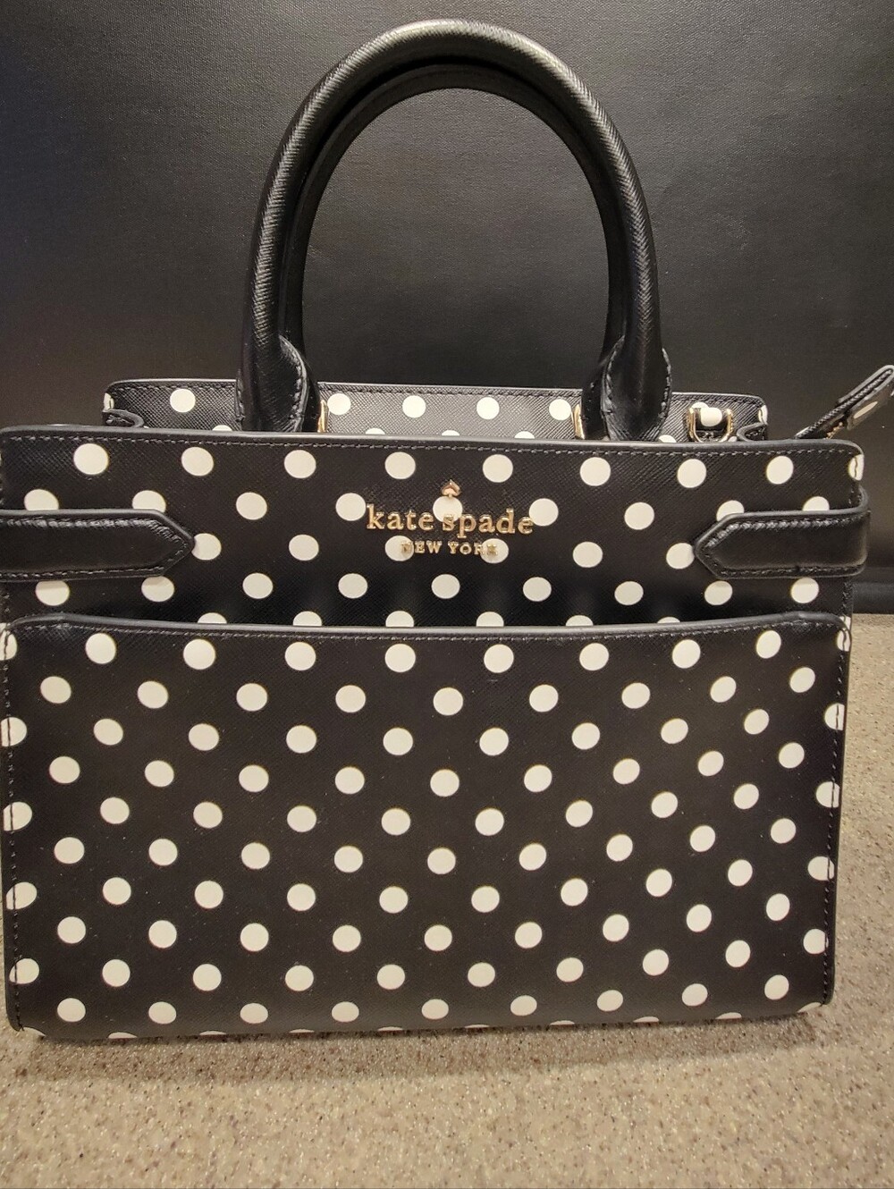 KATE SPADE Staci Dot Dot Satchel Black & White Polka Dot